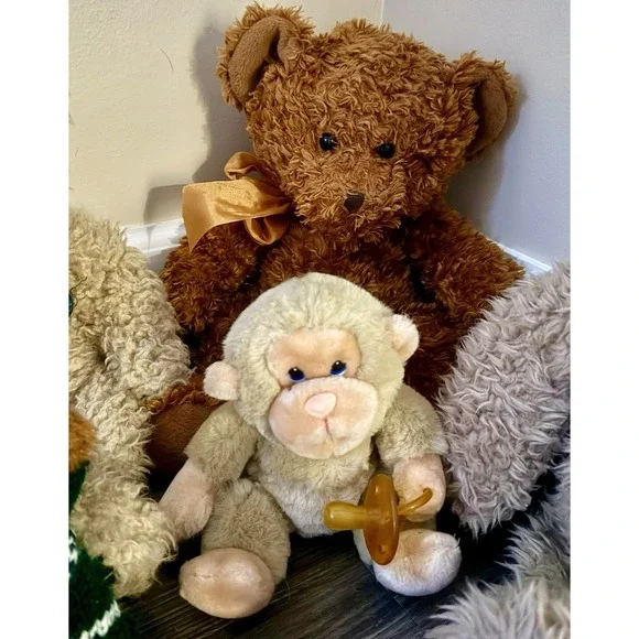 VINTAGE Boyds Russ Ganz TY 1980s 1990s Lot Of 7 Stuffed Animals Bears Monkey - Picture 2 of 14